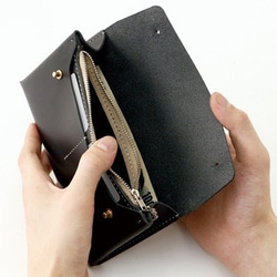 本革　財布　オールレザー　手縫い　レザークラフト ハンドメイド　長財布　黒色 簡単レザークラフトキット】長財布（ナチュラル・ブラック） キット