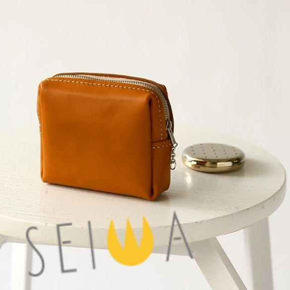 レザークラフト　ハンドメイド　レザーポーチ 簡単レザークラフトキット】ラウンドポーチ（キャメル・チョコ