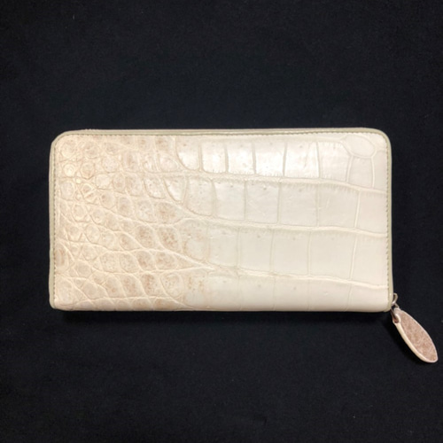 新品 一枚革 ヒマラヤ クロコダイル 本革 腹革 長財布 ラウンド