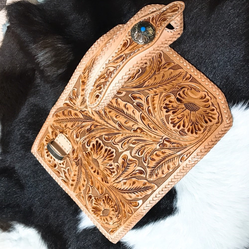 新品 カービング 牛革 牛ヌメ革 長財布 バイカー バイカーズウォレット  