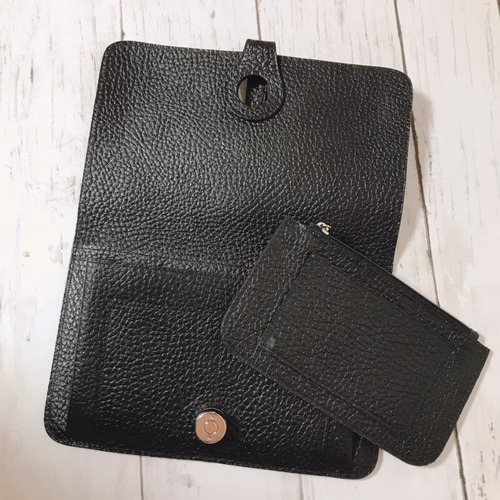 新品 ドゴン タイプ ウォレット 黒 ブラック 牛革 財布 金具 長