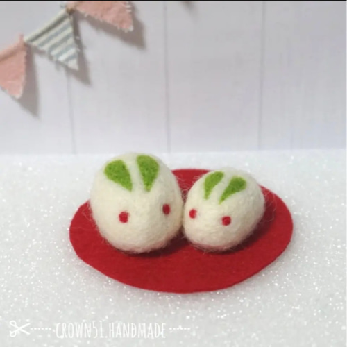 受注制作(雪うさぎ親子) 羊毛フェルト アトリエクラウン 通販 13057273
