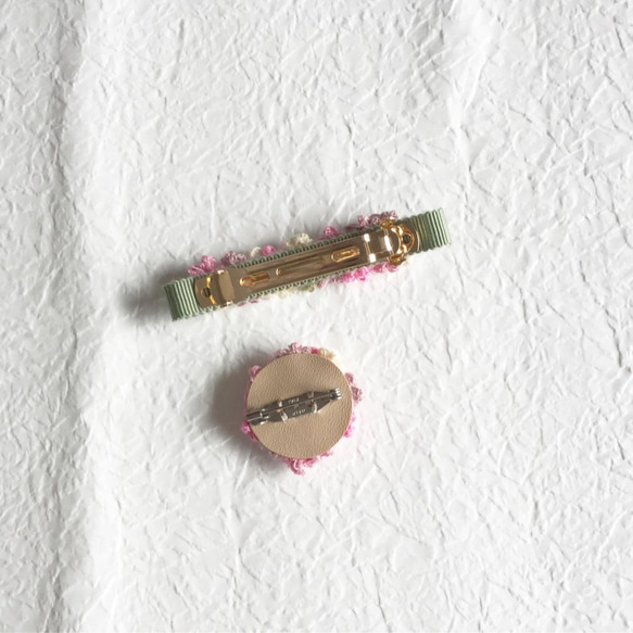 【セット】桜色の糸編みアクセサリー～crochet accessories 3枚目の画像