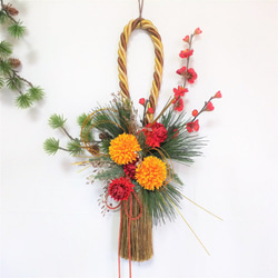 お正月飾り タッセルスワッグ 83（金茶）アーティフィシャルフラワー