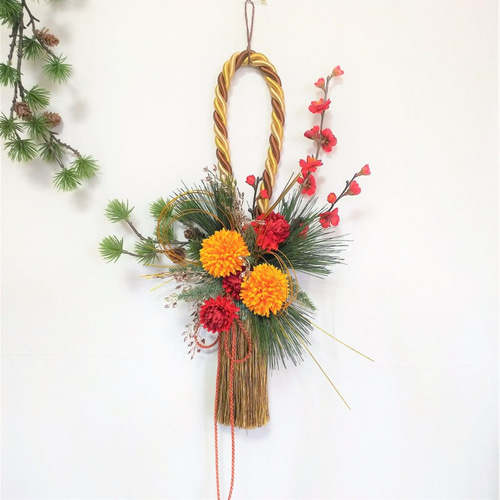 お正月飾り タッセルスワッグ 83（金茶）アーティフィシャルフラワー