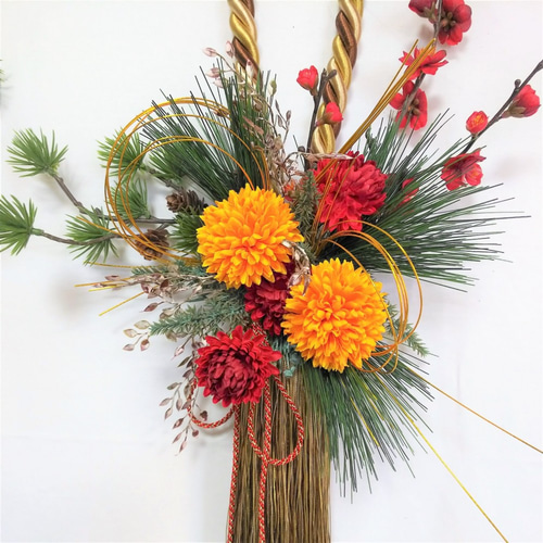 お正月飾り タッセルスワッグ 83（金茶）アーティフィシャルフラワー