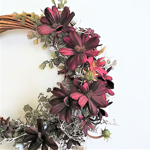 チョコレートコスモスのアンティークカラーリース（M）·アートフラワー