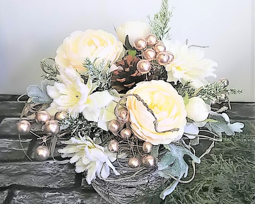 アーティシャルフラワー 【ホワイト ブルー】 0_cc40d9b4099c4f5e46224b2814c8