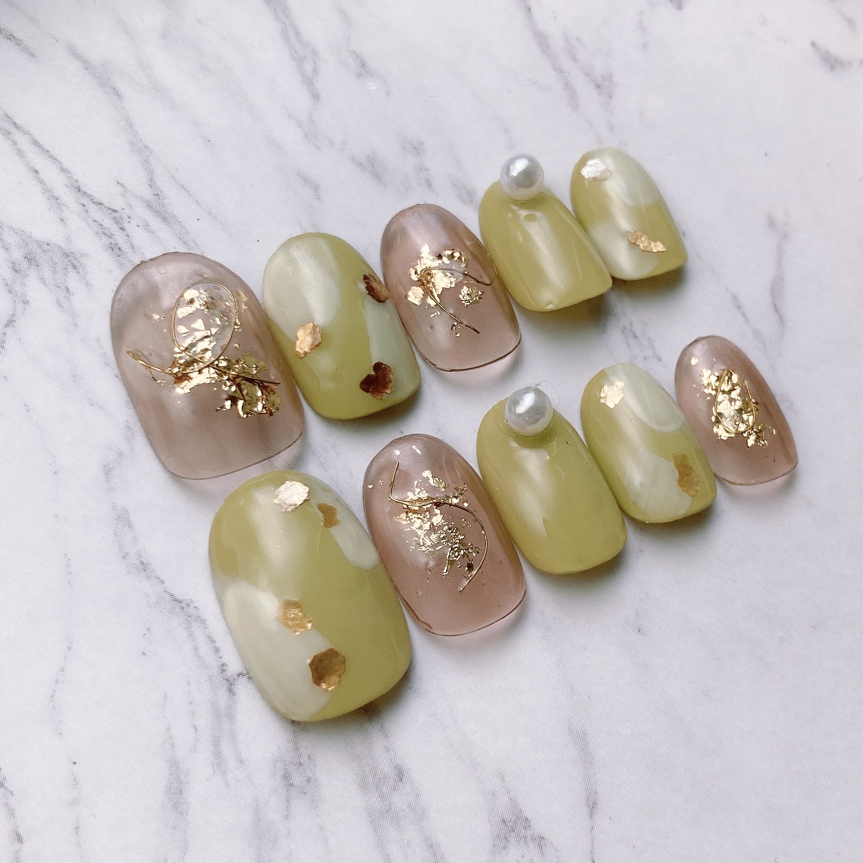 RiLMii♯1003 ほしい グリーン×ミラー/ニュアンスネイルチップ 