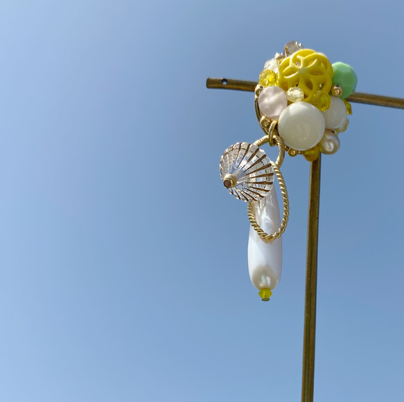 菜の花を摘み取った　パステルイエロー 　春色ブローチ『菜花のブーケ』 3枚目の画像