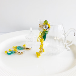 春！ミモザ　ヘアポニーフック　ピアス福袋　ヴィンテージビーズ　『mimosa』 1枚目の画像