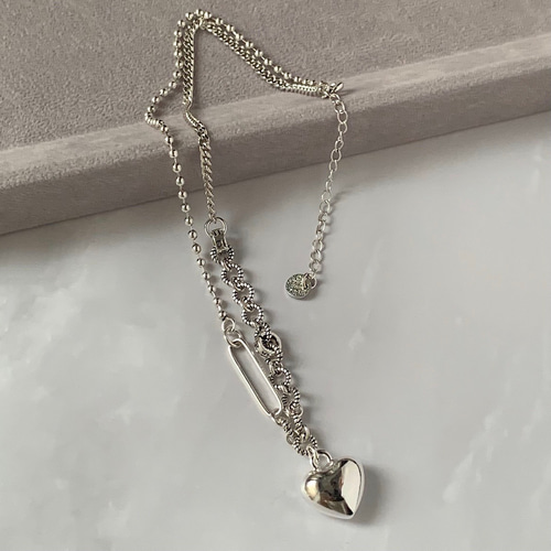 シルバー925 ハートのネックレス ハート ブロックチェーン シルバー925 ハートのネックレス ハート ブロックチェーン
