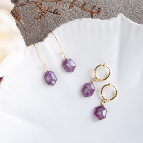 14kgfルビーマーキスチェーンピアス k14gf 天然石ピアス