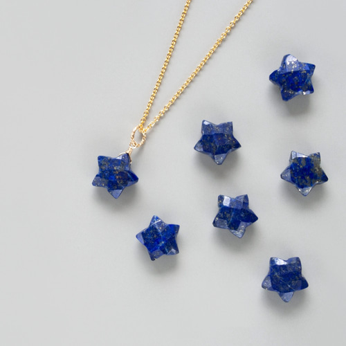 14KGF×Blueスターネックレス45cm スターカットラピスラズリのネックレス（14KGF） ネックレス
