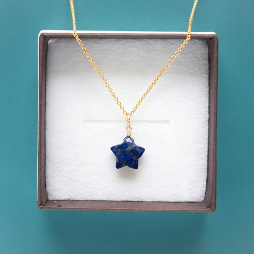 14KGF×Blueスターネックレス45cm スターカットラピスラズリのネックレス（14KGF） ネックレス