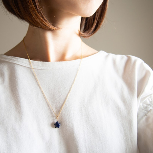 14KGF×Blueスターネックレス45cm スターカットラピスラズリのネックレス（14KGF） ネックレス