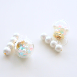 ガラスドームと星とパールのノンホールピアスpg　1pair　『Analogue Bubblebath Earrings』 1枚目の画像