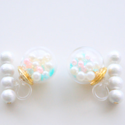 ガラスドームと星とパールのノンホールピアスpg　1pair　『Analogue Bubblebath Earrings』 2枚目の画像