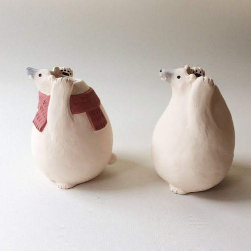 受注制作]SHIROKUMA TSUBO（素焼きのシロクマ 花器