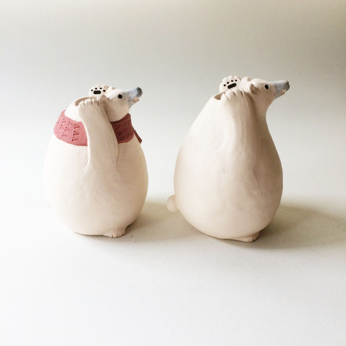 受注制作]SHIROKUMA TSUBO（素焼きのシロクマ 花器