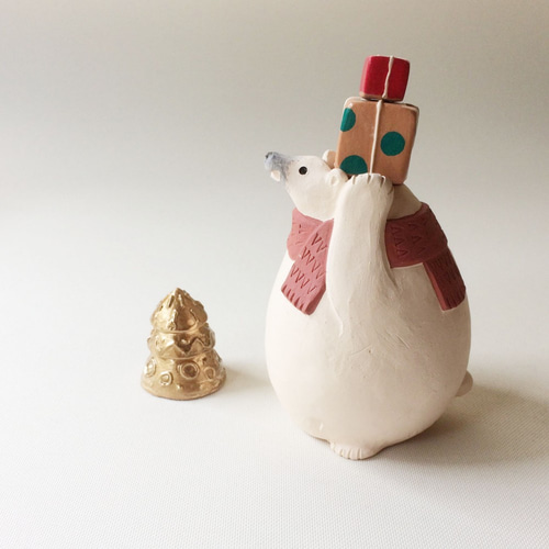 受注制作]SHIROKUMA TSUBO（素焼きのシロクマ 花器