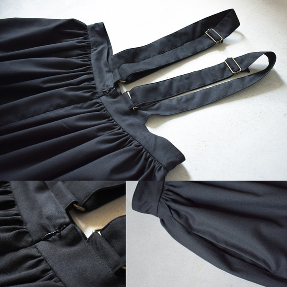 ギャザージャンパースカート（秋冬モデル）：黒［SK09JSBK］ 8枚目の画像