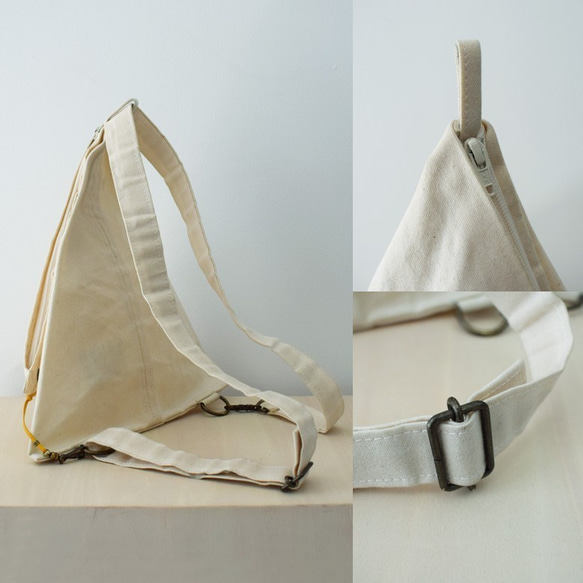 パラフィン加工 ミニ三角バッグ：グレー 9枚目の画像