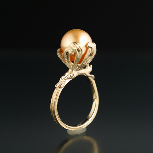 妖怪指輪 神獣 『 九尾の狐 』 10金イエローゴールド*南洋真珠 指輪