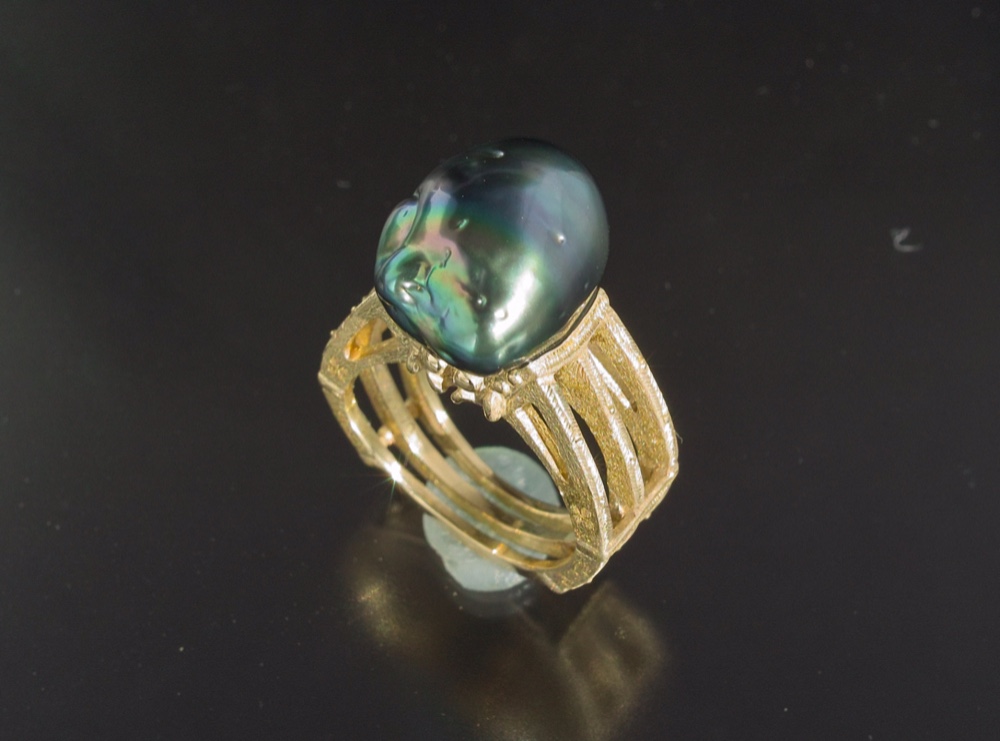 妖怪ジュエリー クモリング 『 土蜘蛛 』 10金イエローゴールド*南洋真珠