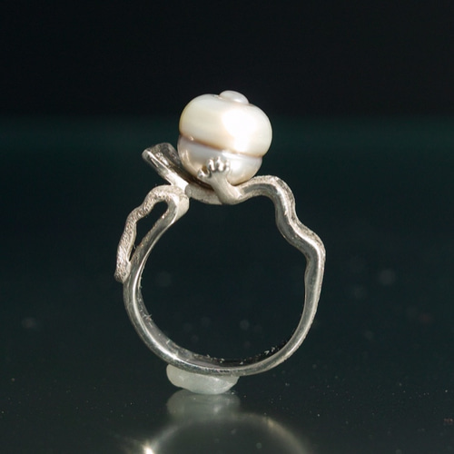 妖怪ジュエリー 妖怪指輪 『 一反木綿 』 K10WG*南洋真珠*ダイヤモンド