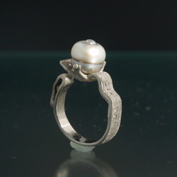 妖怪ジュエリー 妖怪指輪  『 一反木綿 』 K10WG*南洋真珠*ダイヤモンド 3枚目の画像