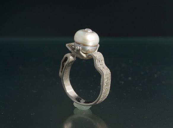妖怪ジュエリー 妖怪指輪  『 一反木綿 』 K10WG*南洋真珠*ダイヤモンド 3枚目の画像