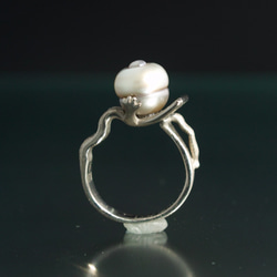 妖怪ジュエリー 妖怪指輪  『 一反木綿 』 K10WG*南洋真珠*ダイヤモンド 4枚目の画像