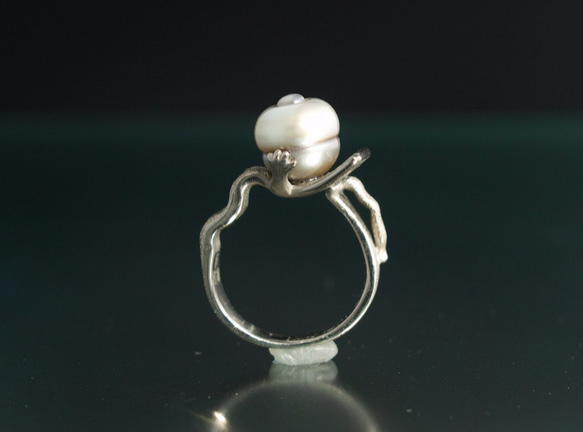 妖怪ジュエリー 妖怪指輪  『 一反木綿 』 K10WG*南洋真珠*ダイヤモンド 4枚目の画像