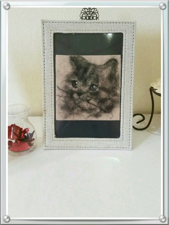 羊毛フェルトアート　猫　❀アメリカンショートヘアー❀ 3枚目の画像