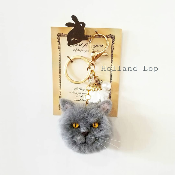 キーホルダー ブリティッシュショートヘア 羊毛フェルト 《送料無料