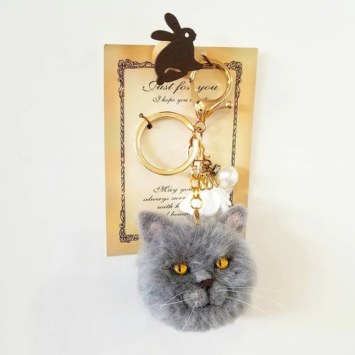 キーホルダー ブリティッシュショートヘア 羊毛フェルト 《送料無料