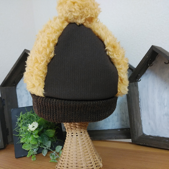 『冬支度ハンドメイド2021』4枚はぎニット帽（グリーン系）キッズ用 （50~54cm） 3枚目の画像