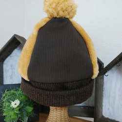 『冬支度ハンドメイド２０２１』4枚はぎニット帽（赤系）キッズ用（50~54cm） 3枚目の画像