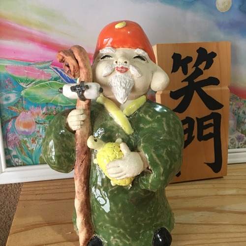 手造り　七福神　お盆付き 陶芸「しあわせ福運ぶ 七福神」 立体・オブジェ 宇宙玉手箱 通販