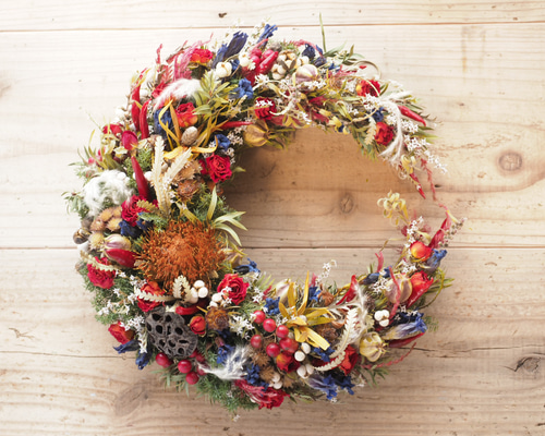 トリコロールカラーの三日月リース ドライフラワー kaguwa 通販