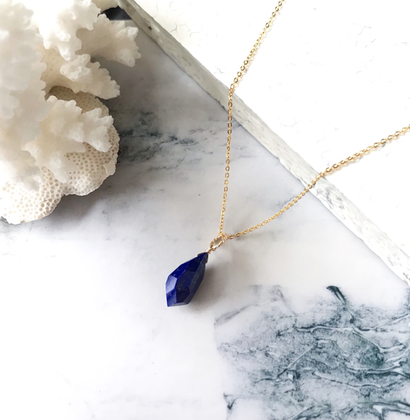 K14gf】ラピスラズリのひとつぶネックレス＊12月誕生石 ネックレス
