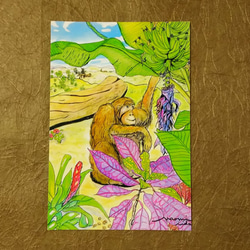 『 動物と熱帯植物 』柄ポストカード 3枚目の画像