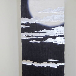 本麻地 タペストリー A-5「手描きぼかし染め 名月」45x130cm (送料込) 3枚目の画像