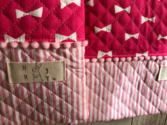 リボン ピンク×ピンク♡レッスンバッグ＆上履き袋 2枚目の画像