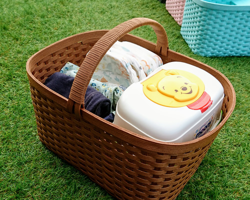 レトロ ベビー 収納 バスケット 籠 カゴ ボックス 衣類ケース ベビー用品 受注制作】☆babyバスケット☆ベビー用品収納かご フリーボックス
