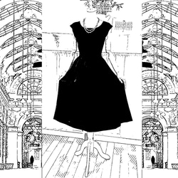 ブラックリネンワンピースⅡ『フレンチスリーブ・ウエストVカットのシックなワンピース・リトルブラックドレス』 7枚目の画像