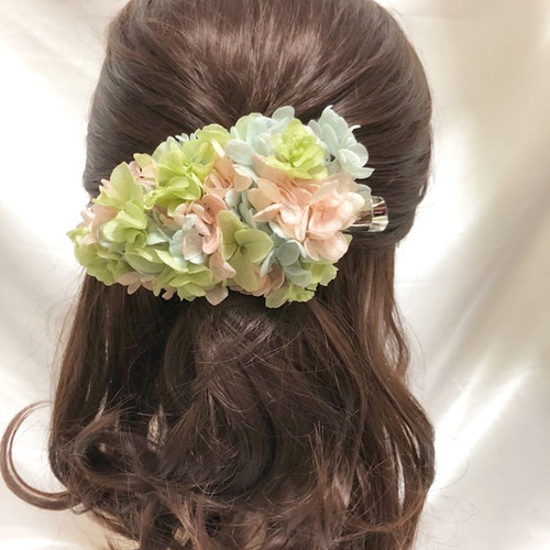 プリザーブドフラワー/ヘアアクセサリーシリーズ/本当の紫陽花の髪飾り 