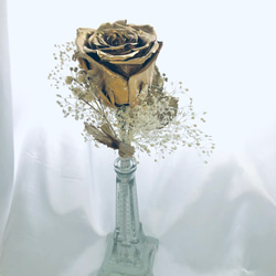 ゴールドローズとカスミ草の天使の花束（プリザーブドフラワー） 4枚目の画像