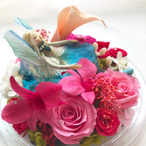 プリザーブドフラワーオルゴールアレンジ妖精と星に願いをのメロディー